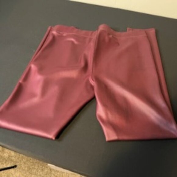 Women's Faux Leather Express Leggings, Size Large, Wine Color - Picture 3 of 7
